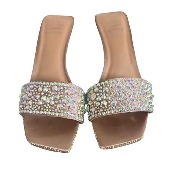 RHINESTONE NUDE‎ KITTEN HEELS INC SANDALS SZ. 8.5 - Picture 7 of 8